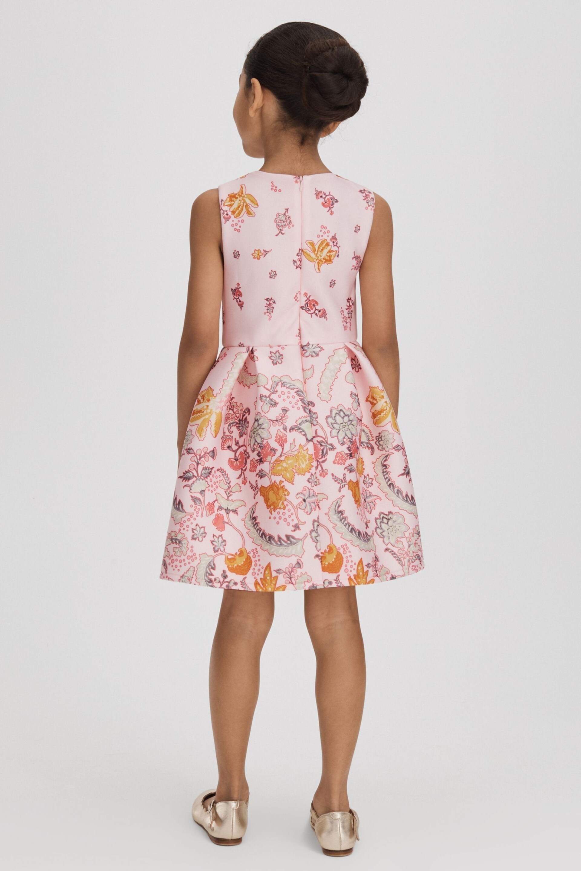 Reiss Pink Alice Teen Scuba Bow Fit-and-Flare Dress - Image 6 of 6