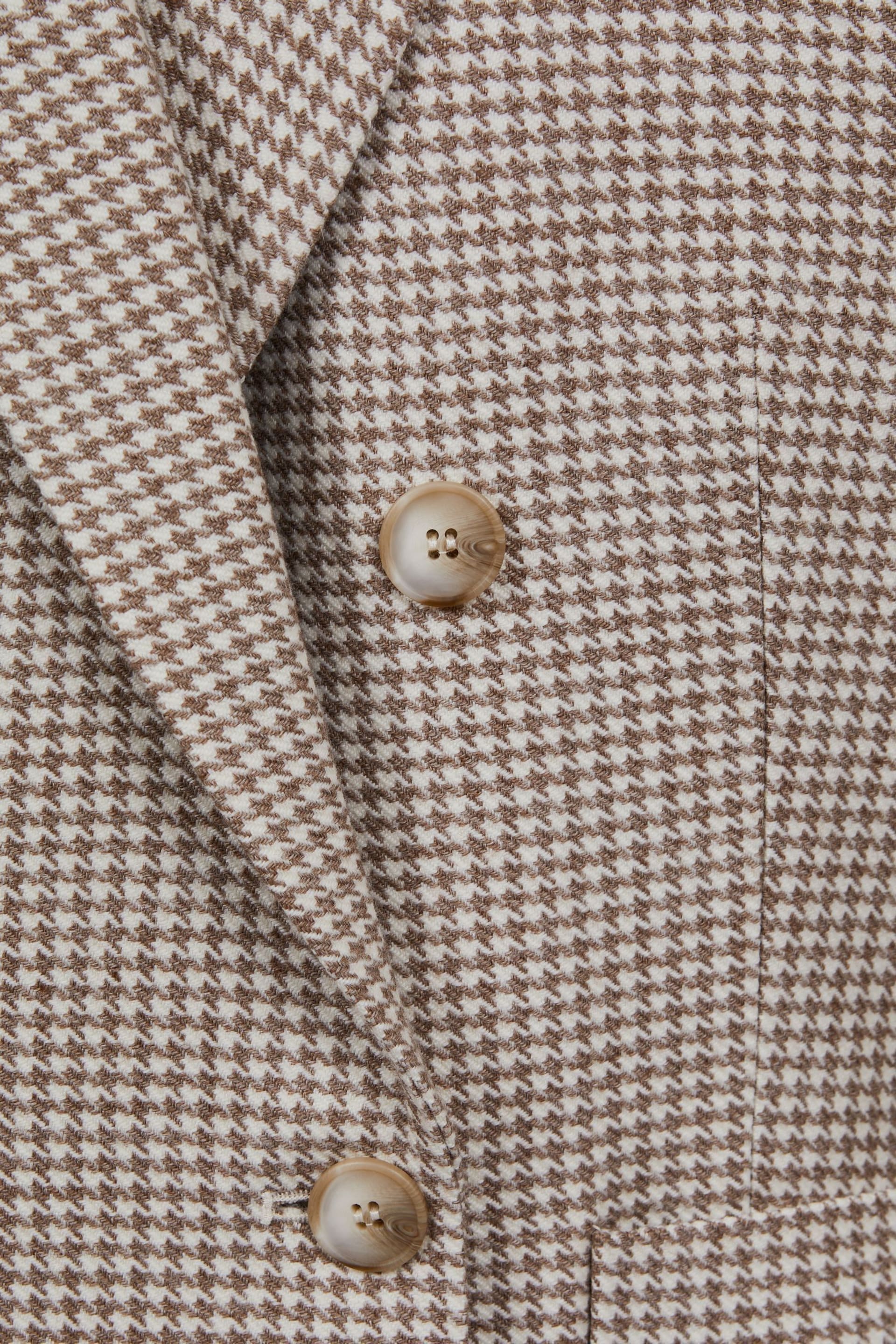 Reiss Beige Check Ella Petite Wool Blend Double Breasted Dogtooth Blazer - Image 7 of 8