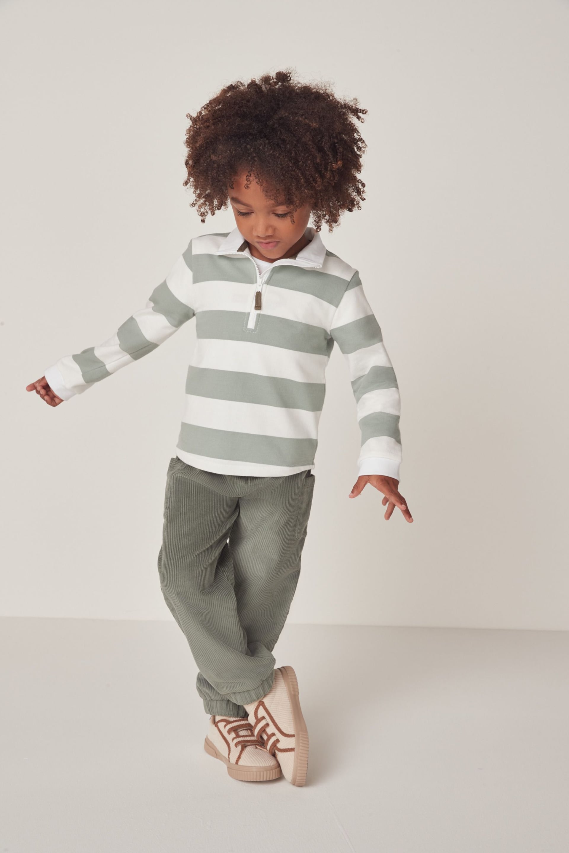 The White Company Green Cotton Rugby Shirt & Cord Trouser Set - Image 1 of 10