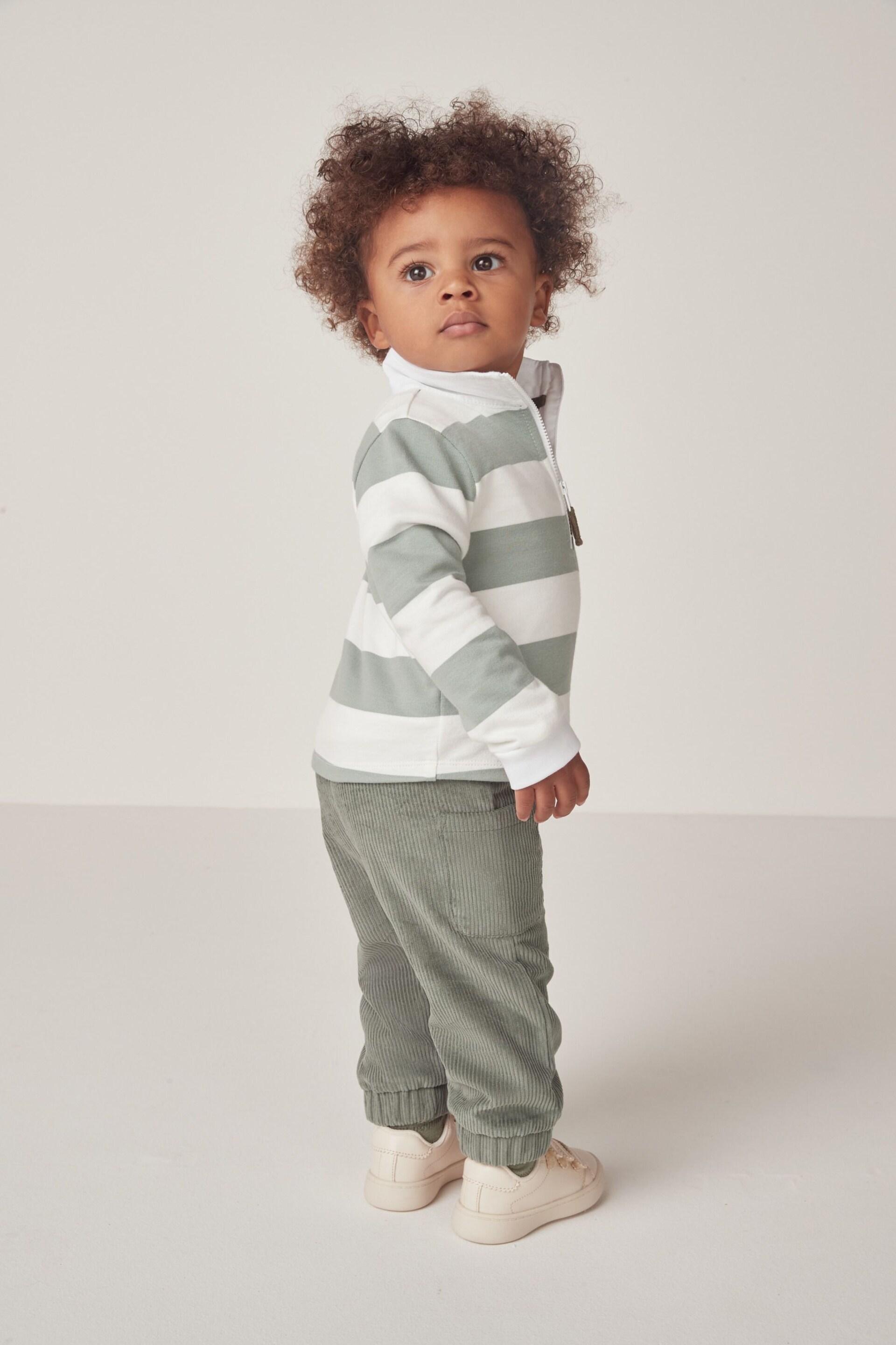 The White Company Green Cotton Rugby Shirt & Cord Trouser Set - Image 2 of 10
