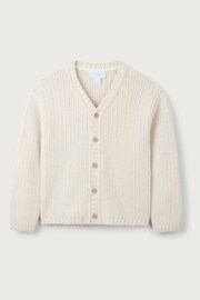 The White Company Yellow Cotton Rib Knit Cardigan - Image 5 of 6