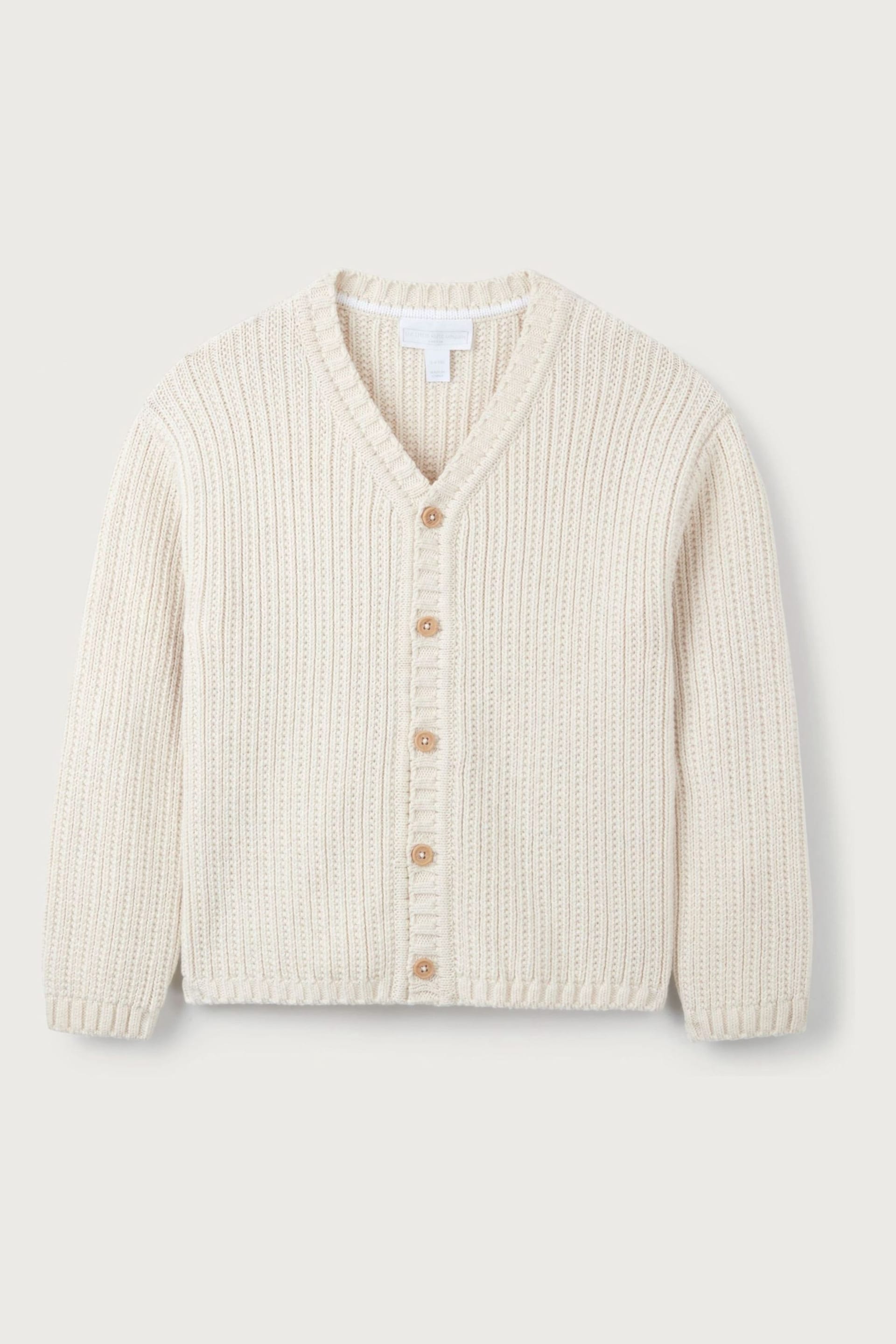 The White Company Yellow Cotton Rib Knit Cardigan - Image 5 of 6