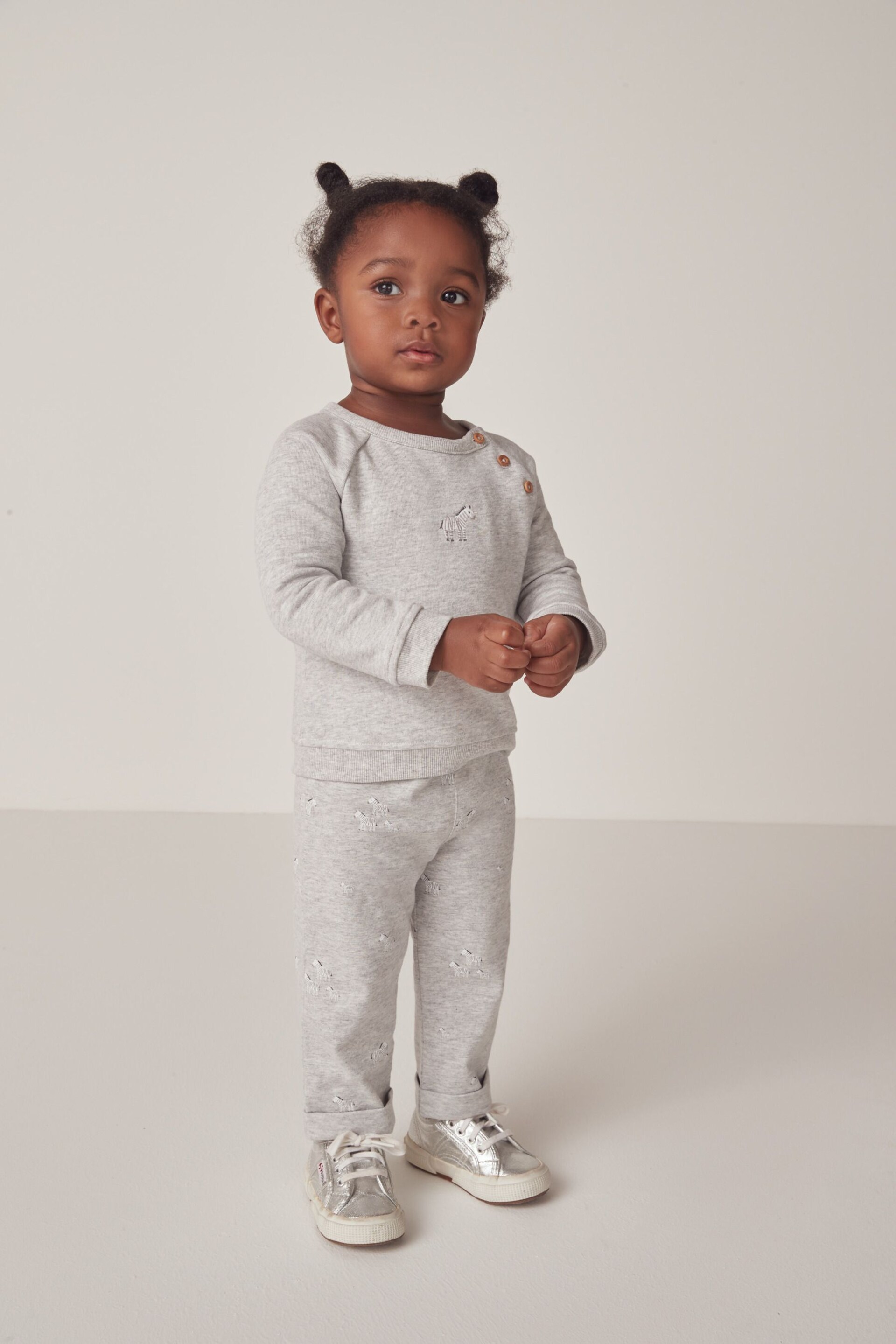 The White Company Grey Cotton Zebra Sweatshirt And Legging Set - Image 1 of 6