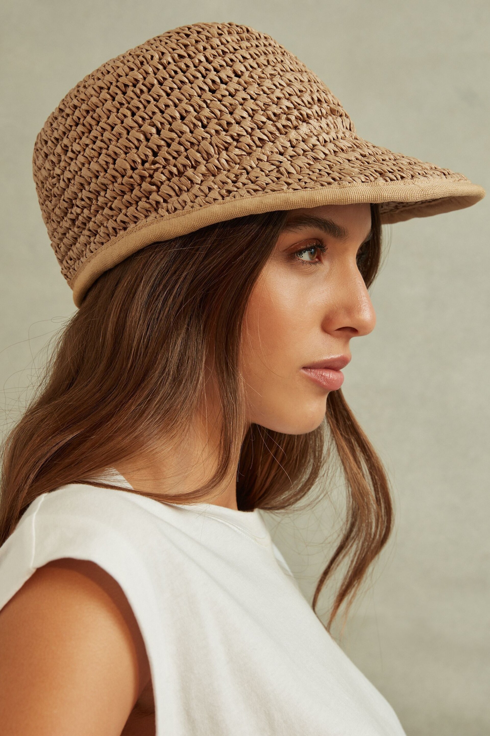 Reiss Natural Penelope Woven Straw Cap - Image 2 of 4