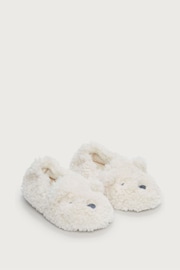 The White Company Natural Teddy Bear Borg Slipper - Image 1 of 1