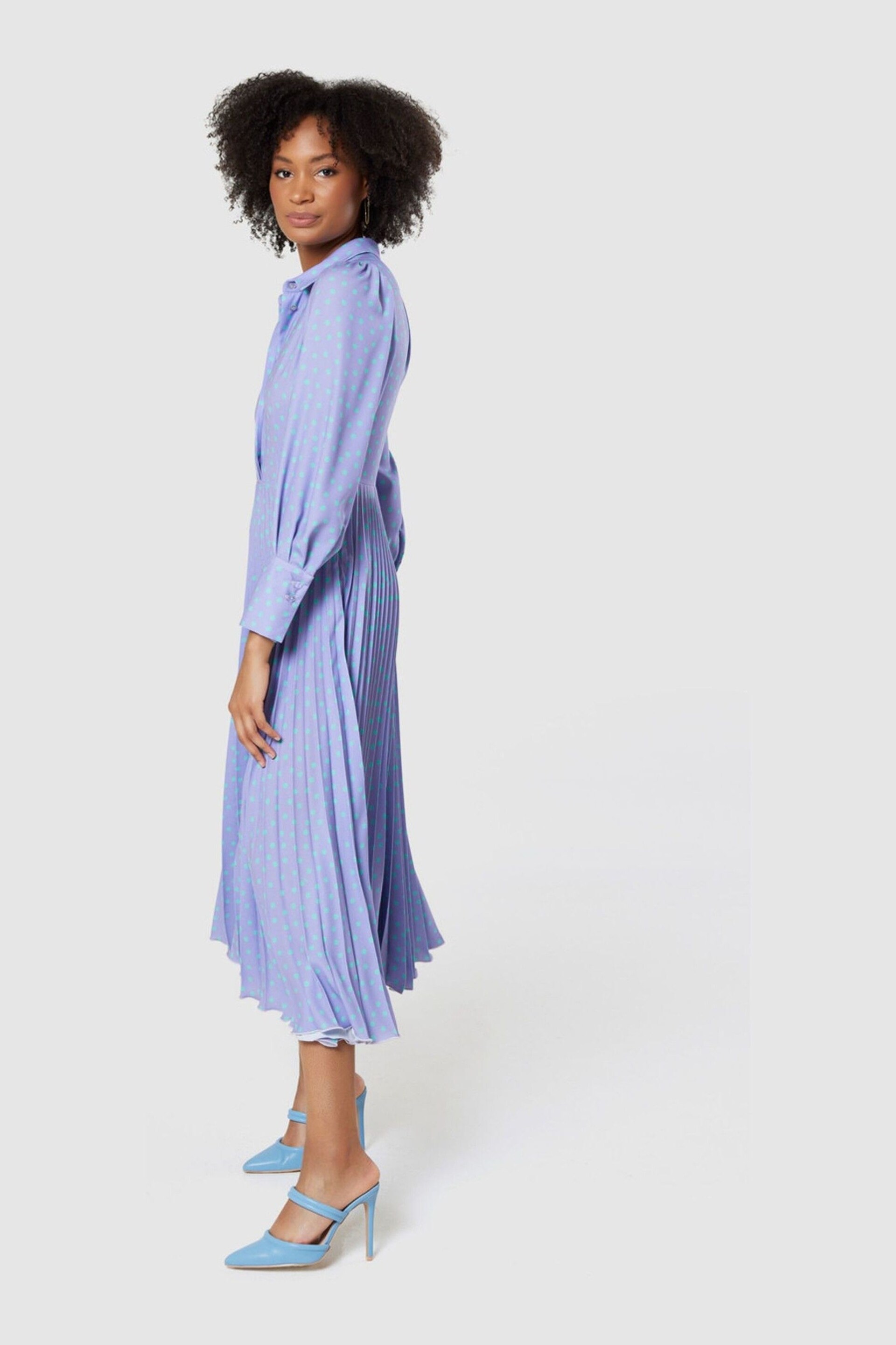 Closet London Blue Pleated Shirt Midi Dress - Image 3 of 4