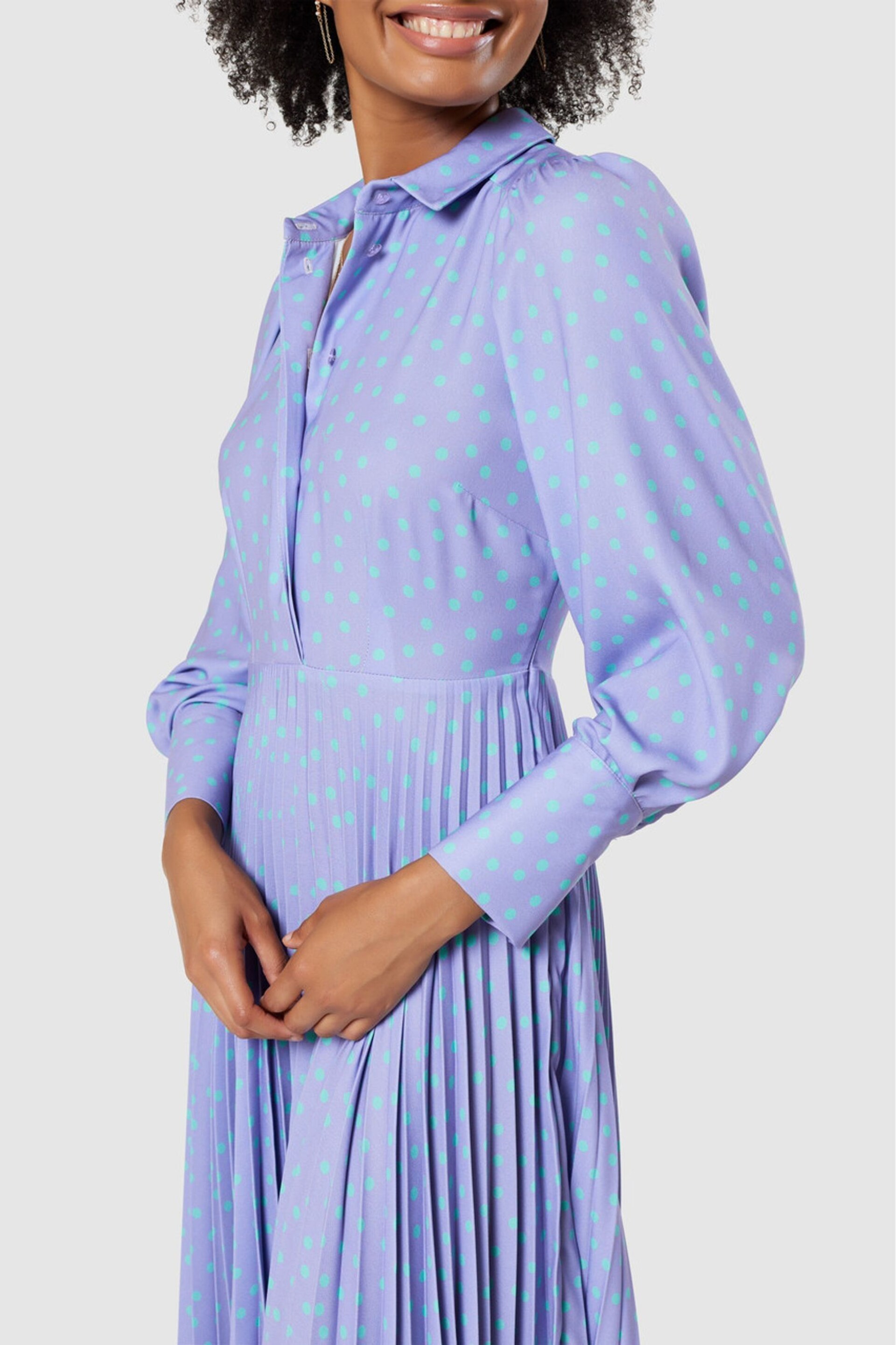 Closet London Blue Pleated Shirt Midi Dress - Image 4 of 4