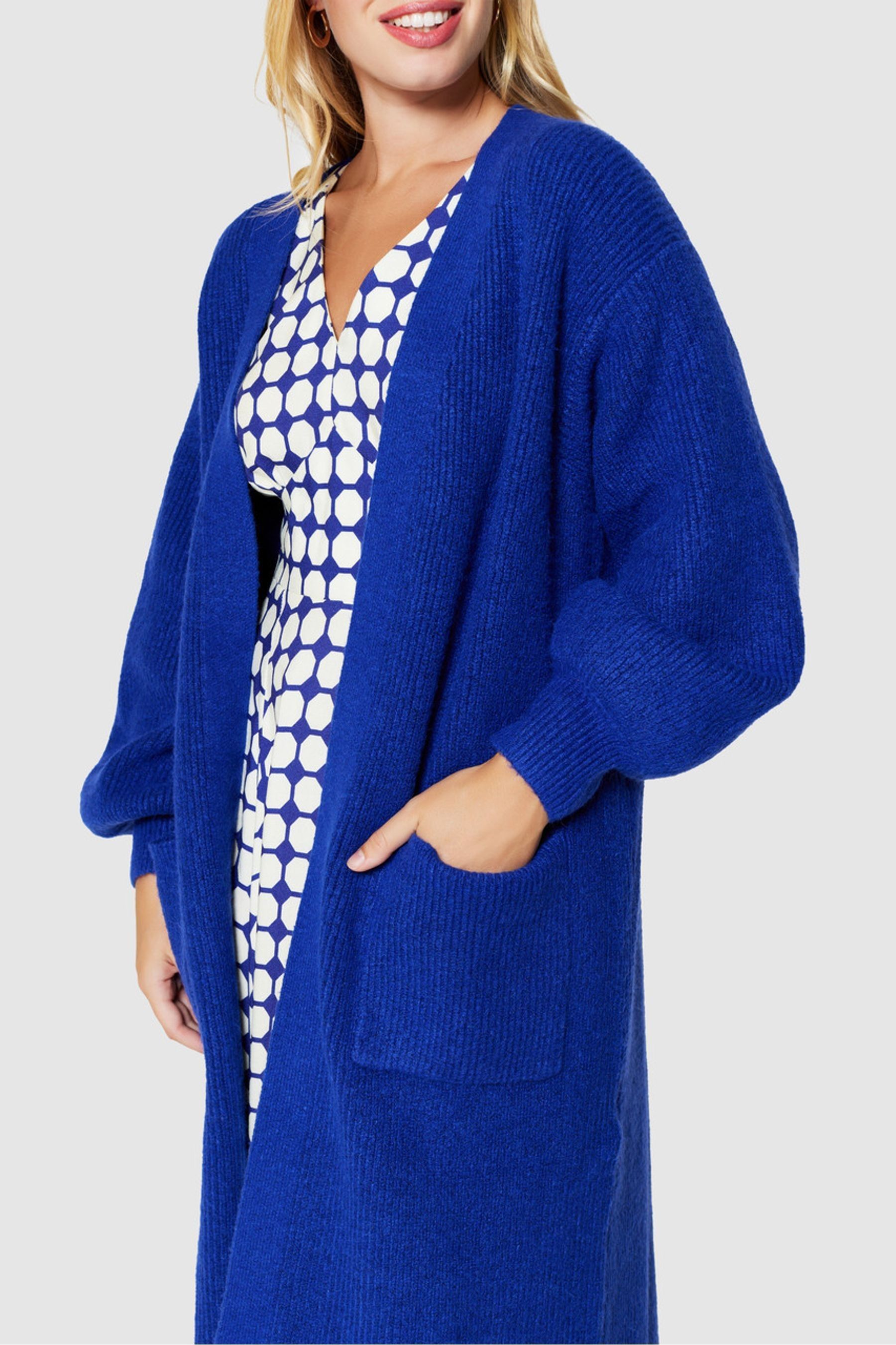 Blue cardigan long sales