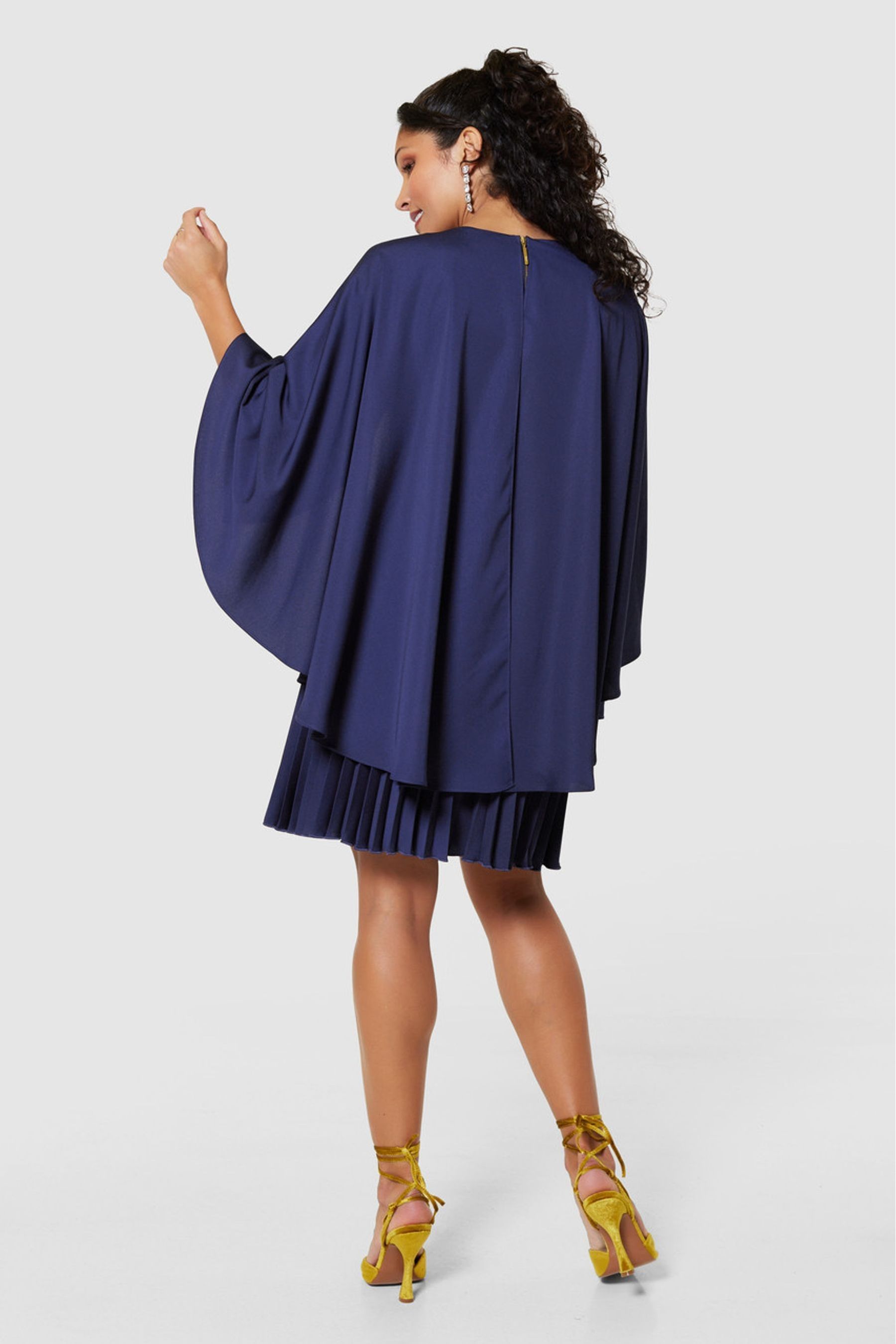 Buy Closet London Blue Pleated Cape Dress from Next Luxembourg