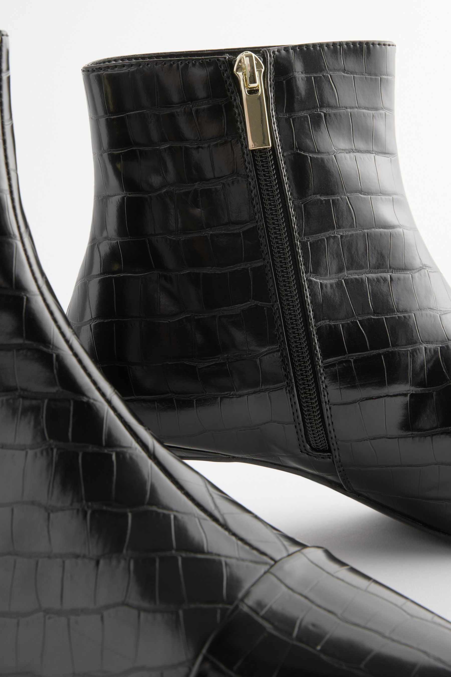 Buy Black Crocodile Effect Forever Comfort Chisel Toe Ankle Boots from the Next UK online shop