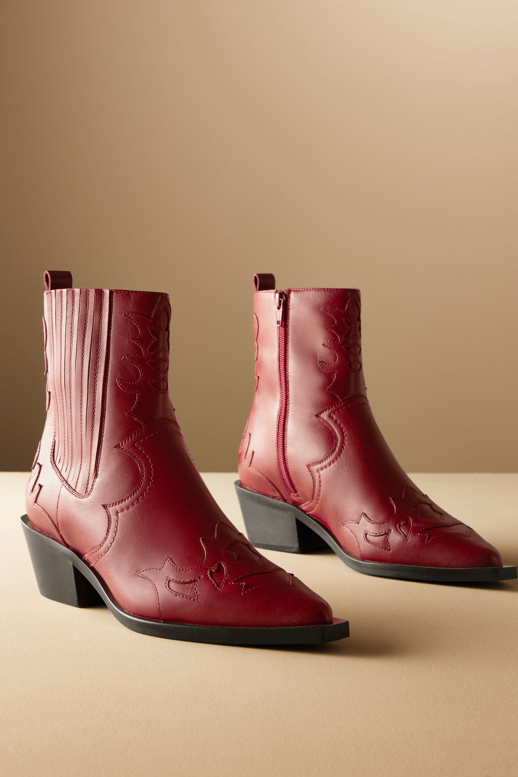 Red western ankle boots 2025