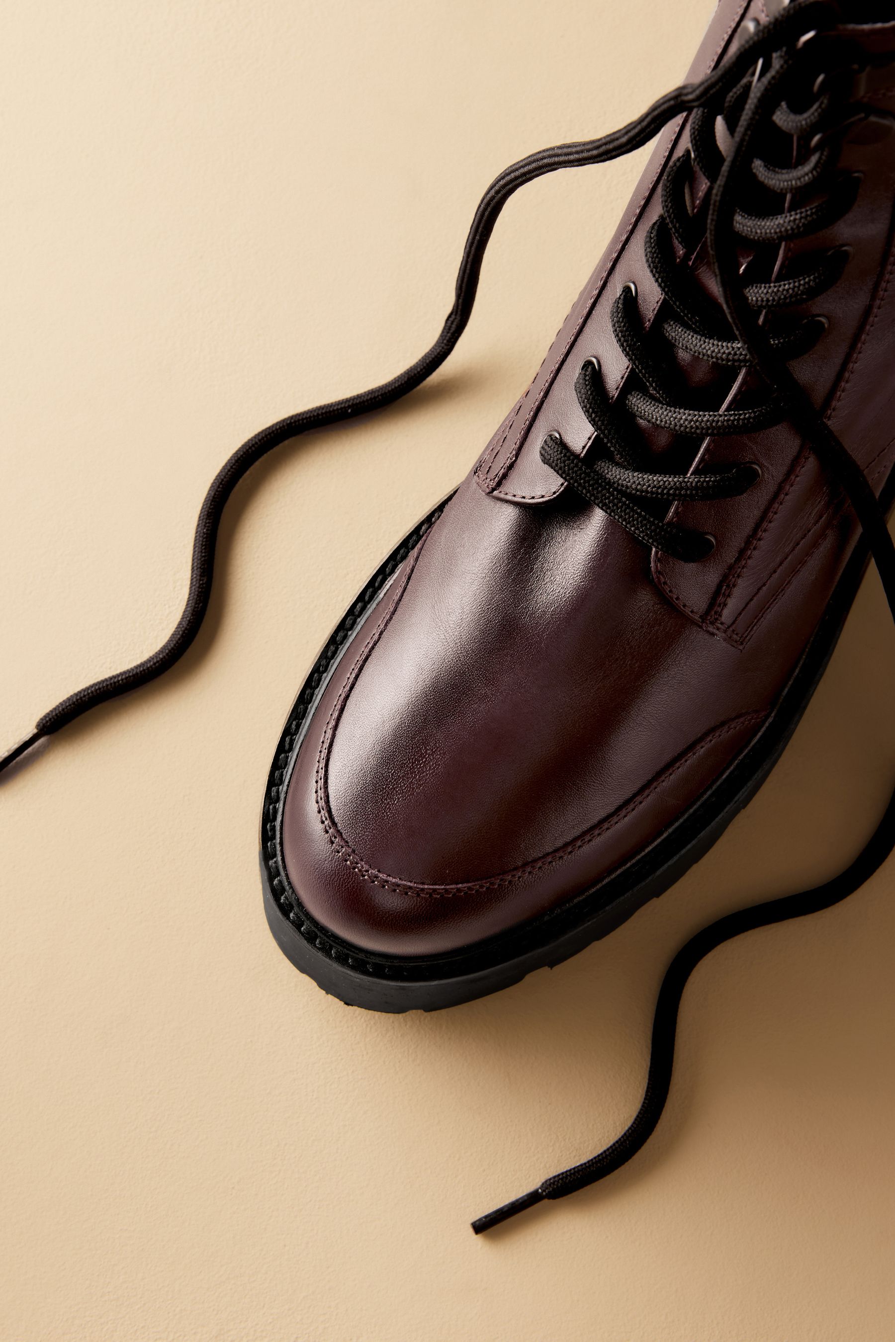 Buy Burgundy Red Signature Leather Forever Comfort Chunky Lace Up Boots from Next United Arab Emirates