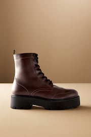 Burgundy Red Signature Leather Forever Comfort® Chunky Lace Up Boots - Image 6 of 12