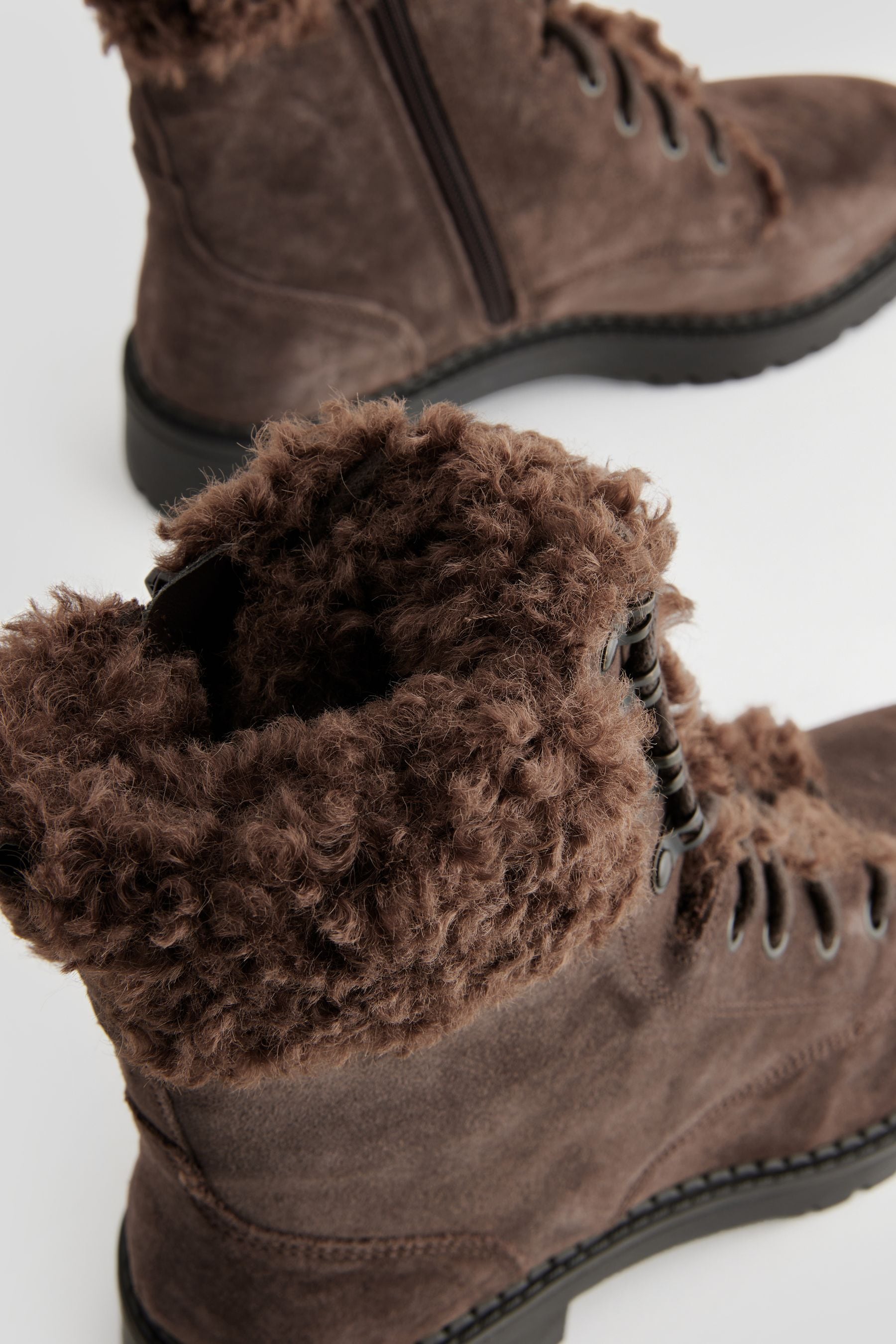 Buy Chocolate Brown Standard Wide Fit Forever Comfort Leather Lace Up Boots from Next Luxembourg