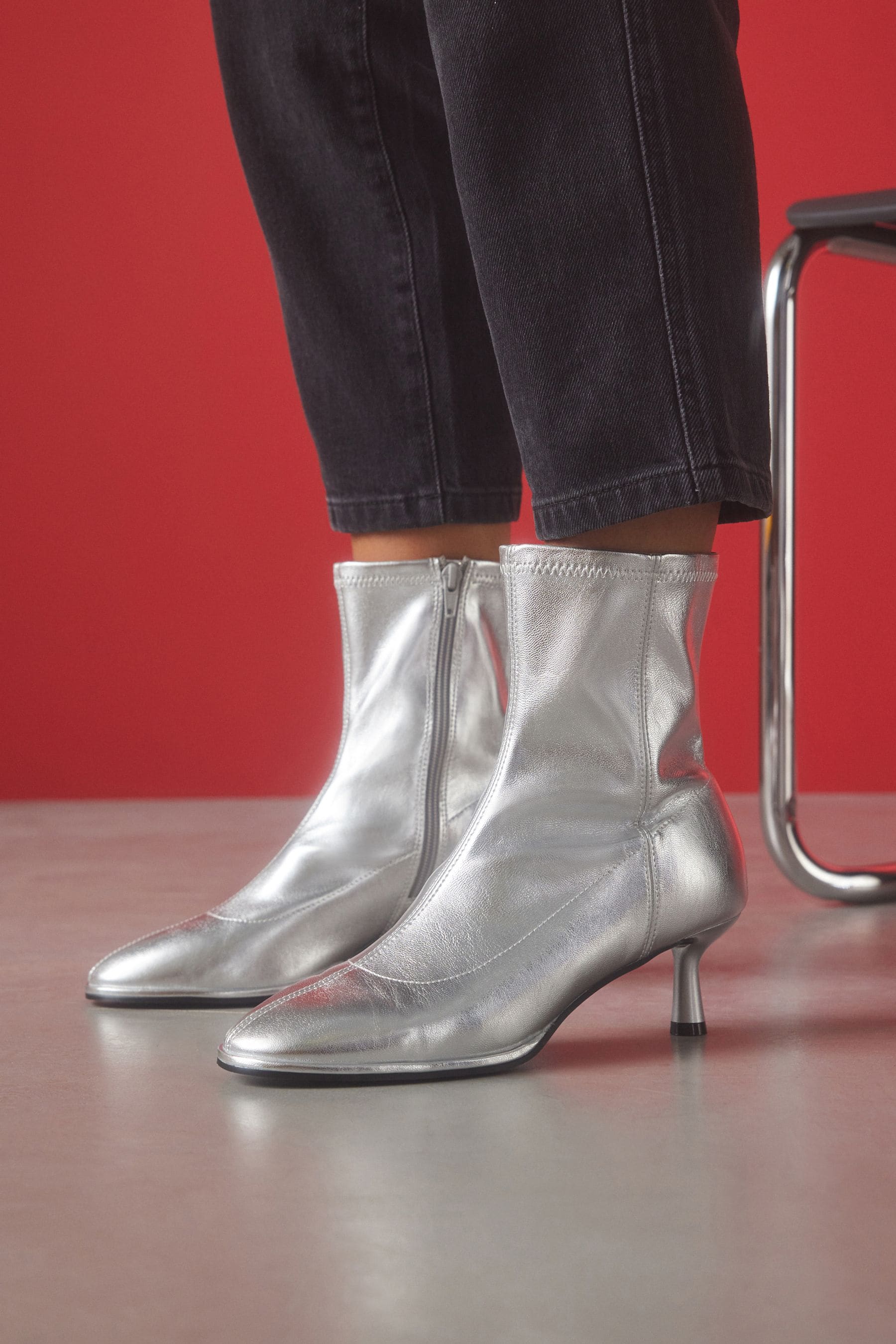 Buy Silver Standard Wide Fit Forever Comfort Skinny Heel Ankle Sock Boots from the Next UK online shop