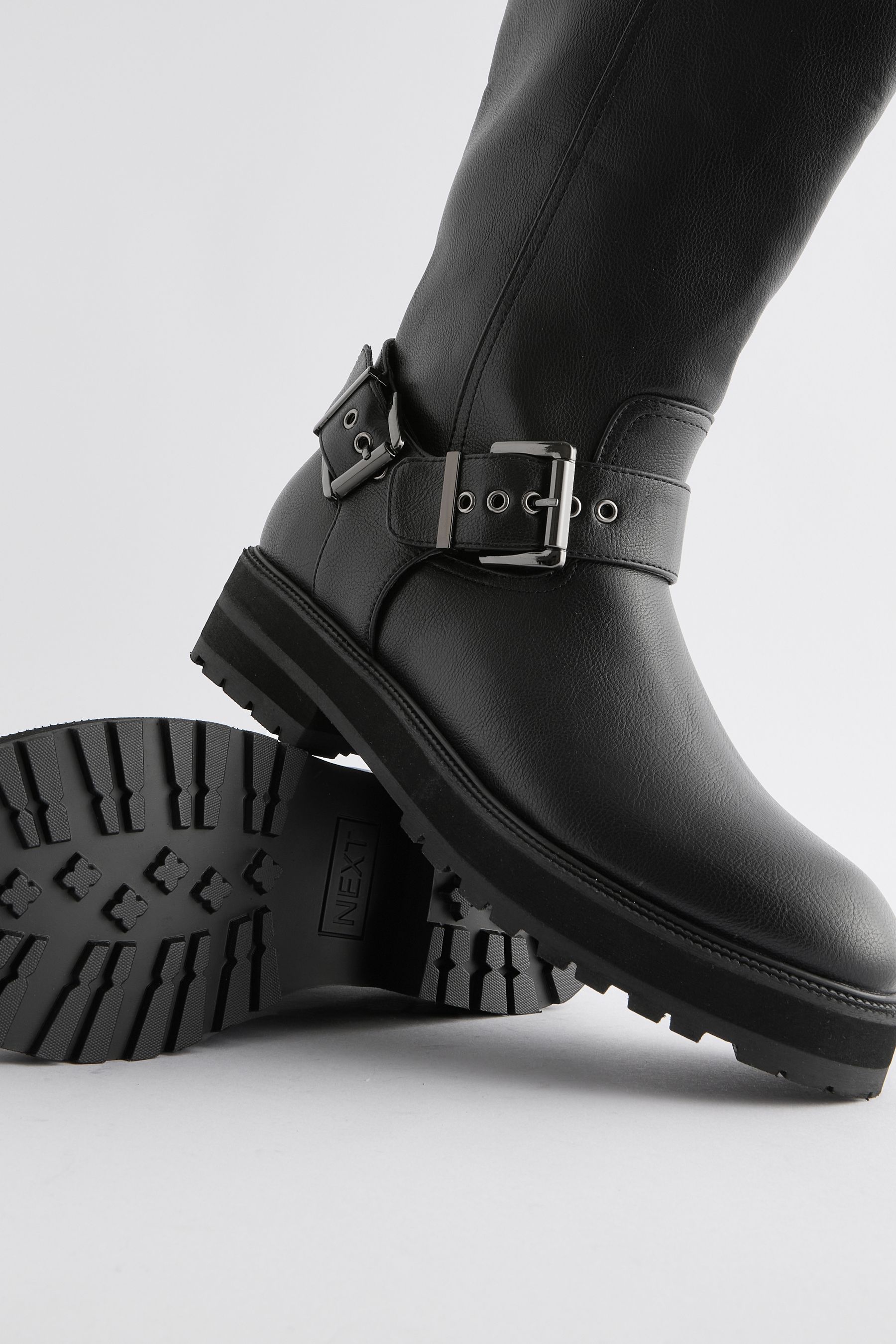 Next black biker boots hotsell