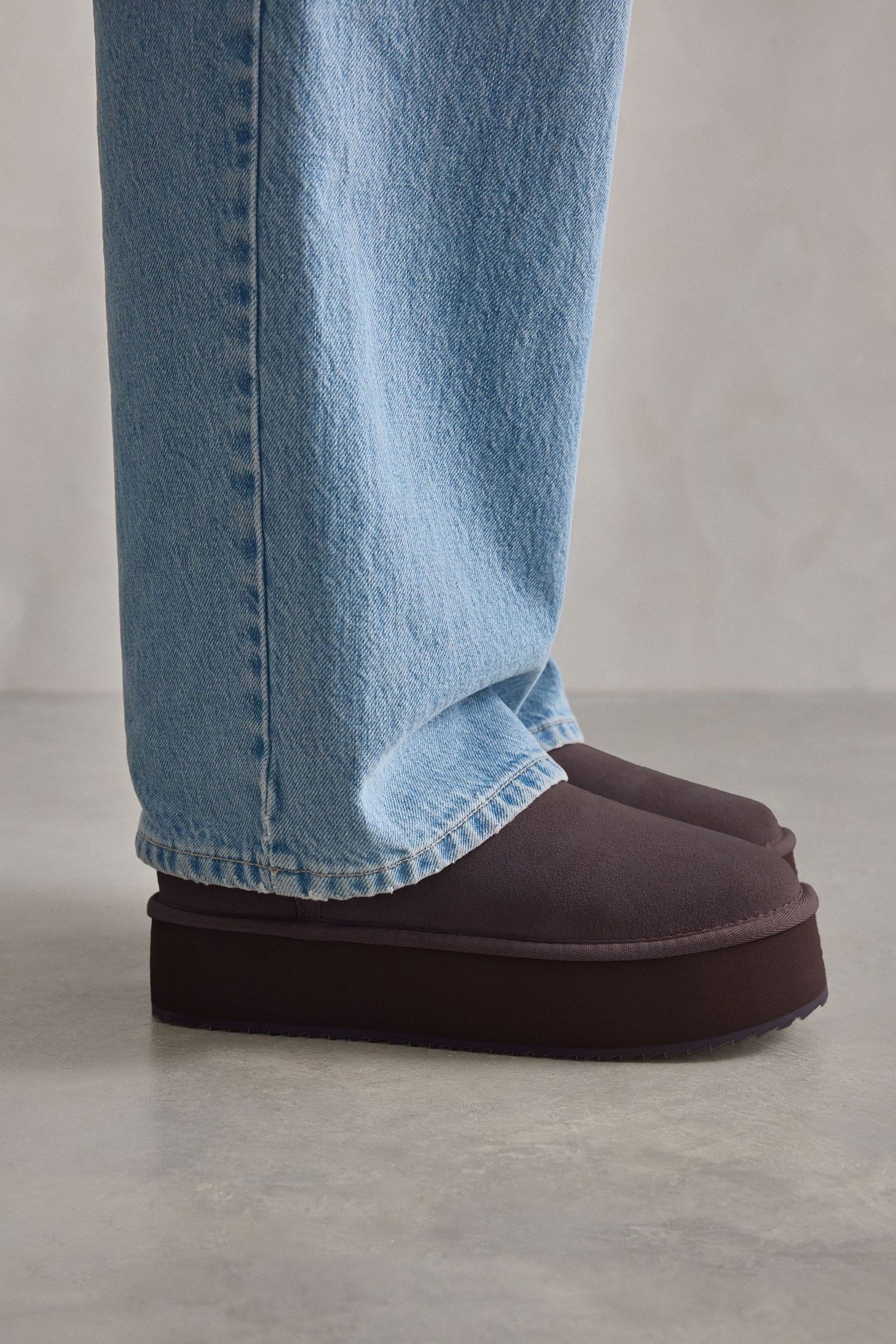 Buy Chocolate Brown Shower Repellent Suede Faux Fur Lined Super Platform Boots from the Next UK online shop