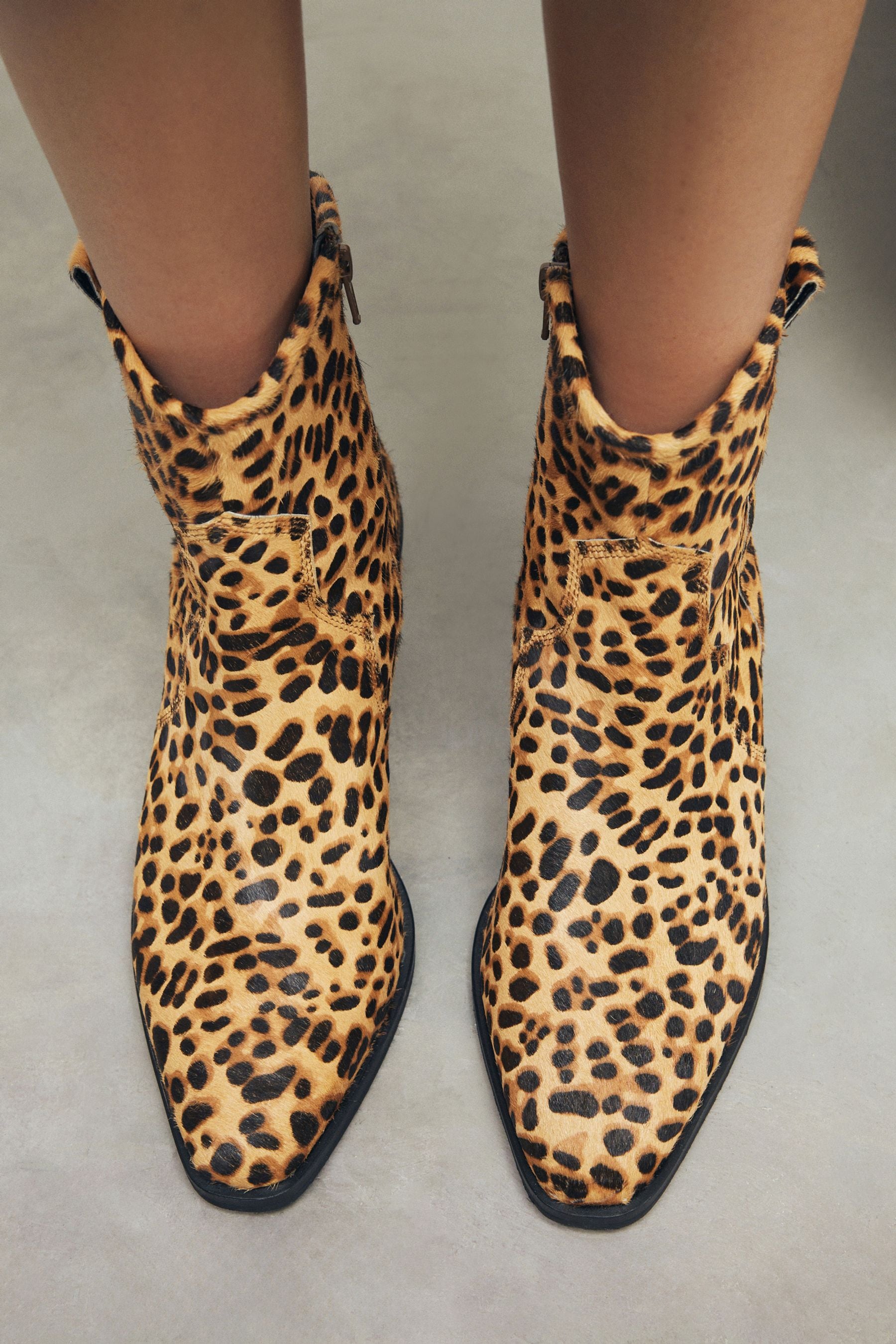 Leopard Print Standard Wide Fit Forever Comfort Ankle Western Cowboy Boots