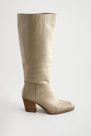 Neutral Leather Forever Comfort® Knee High Block Heel Boots - Image 2 of 5