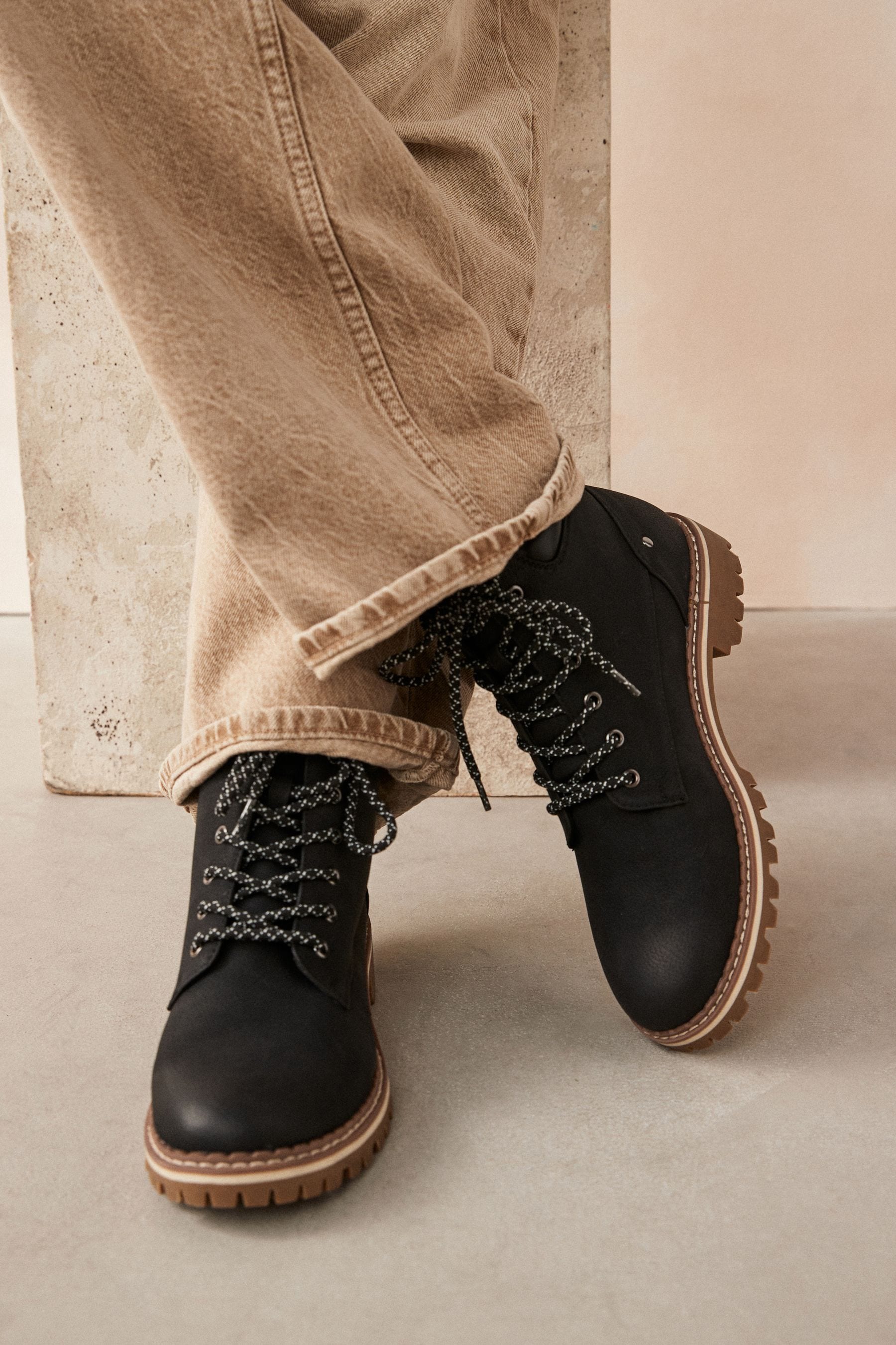 Buy Black Extra Wide Fit Forever Comfort Casual Lace Up Ankle Boots from Next Canada