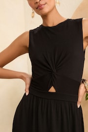 Love & Roses Black Knot Front Jersey Sleevless Midi Dress - Image 3 of 4