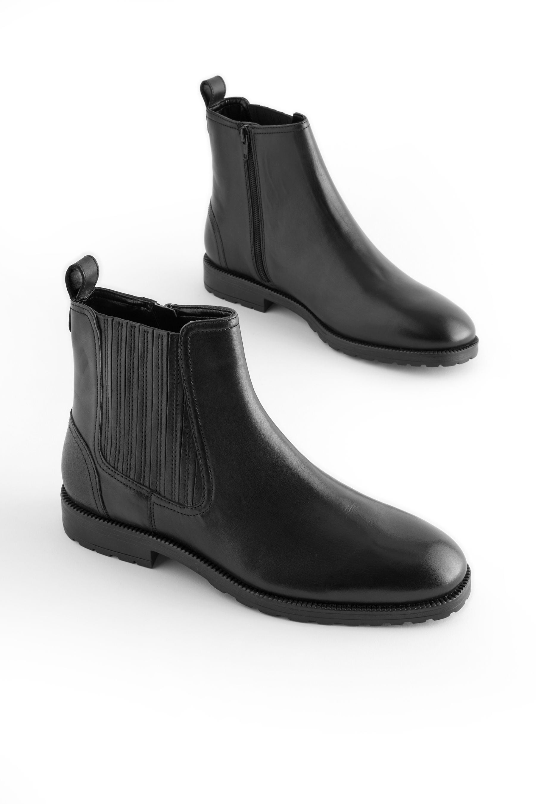 Black Standard Wide Fit Forever Comfort Leather Chelsea Ankle Boots