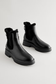 Black Standard/Wide Fit Forever Comfort® Faux Fur Lined Chelsea Ankle Boots - Image 1 of 1