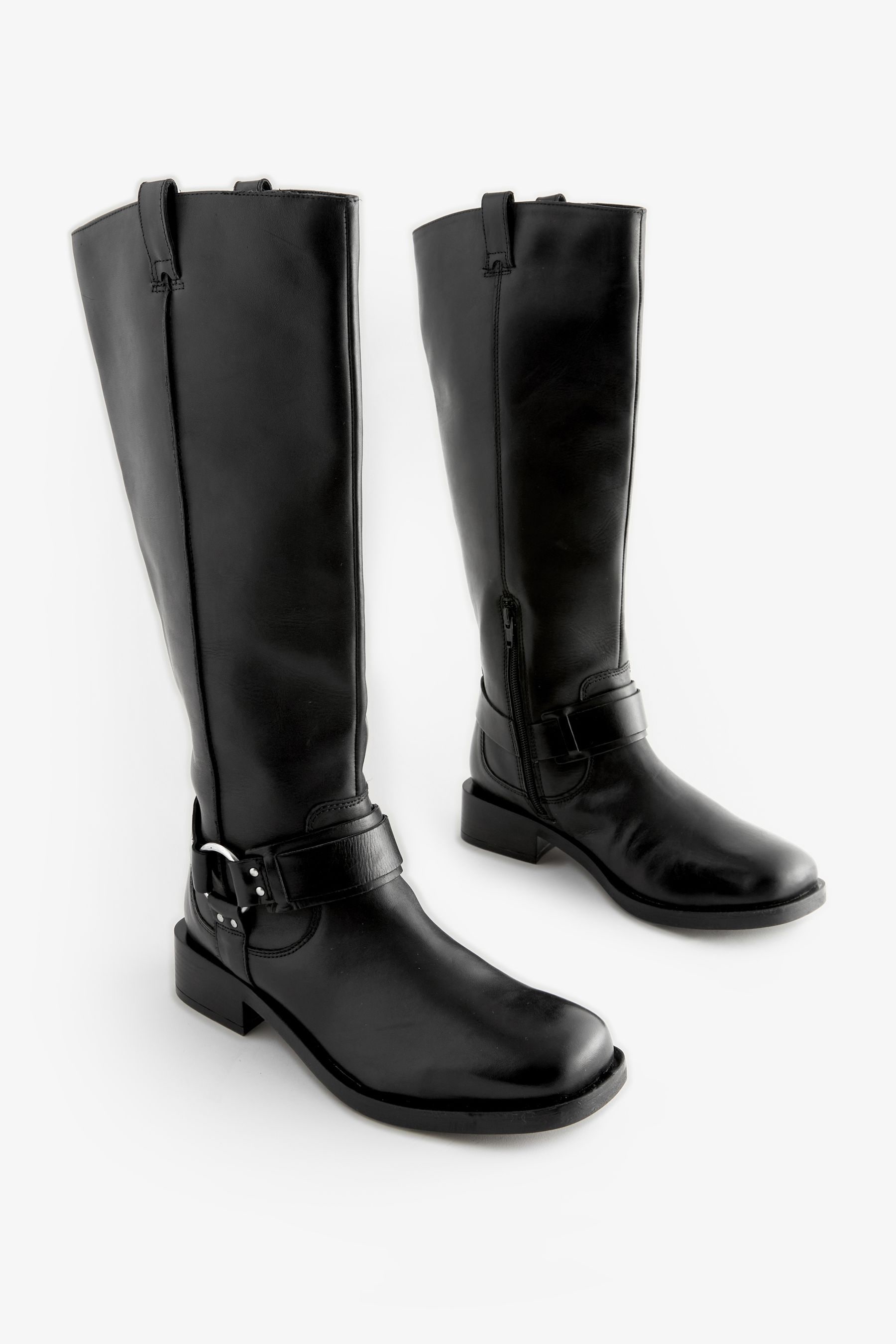 Buy Black Forever Comfort Gaucho Biker Knee High Boots from Next Canada