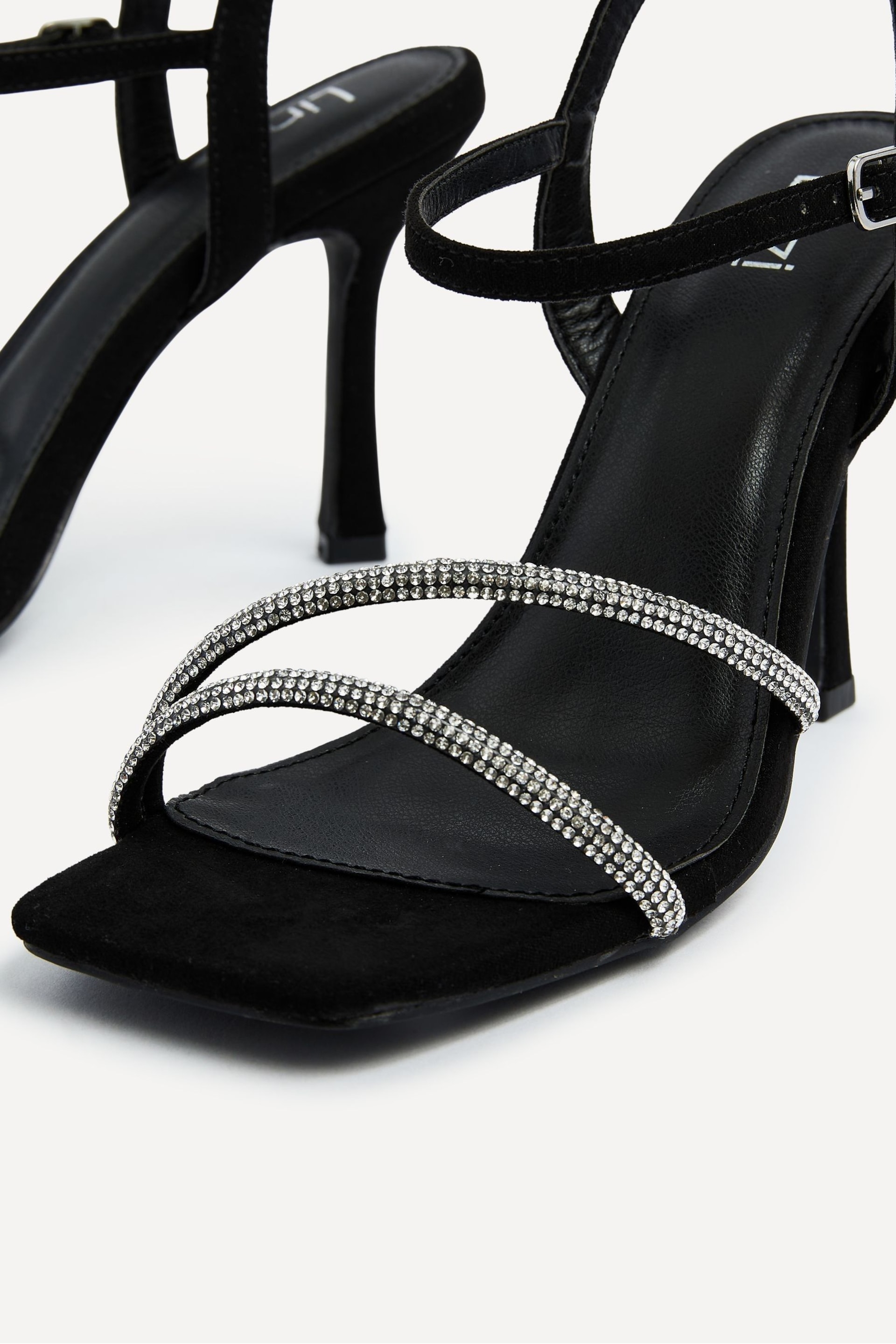Linzi Black Mesmerized Diamanté Embellished Strappy Heels - Image 5 of 5