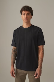 Dark Black 100% Cotton Vertical Stripe T-Shirt - Image 2 of 8