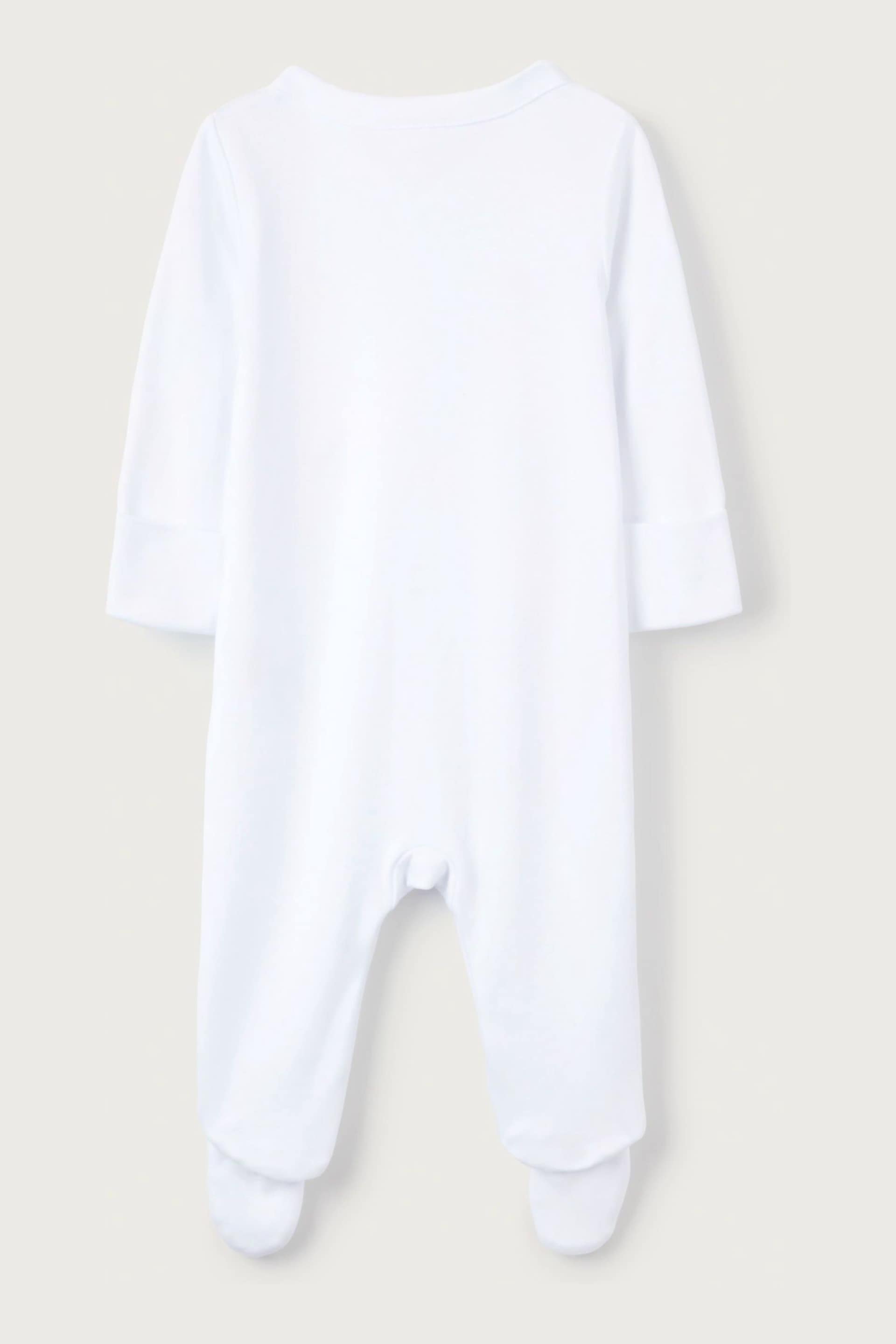 The White Company Organic Cotton Safari Boat Embroidery White Sleepsuit - Image 4 of 4