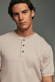 Ecru Short Sleeve Grandad Collar T-Shirt - Image 1 of 8