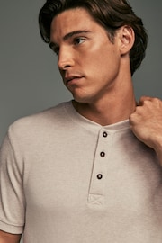 Ecru Short Sleeve Grandad Collar T-Shirt - Image 5 of 8