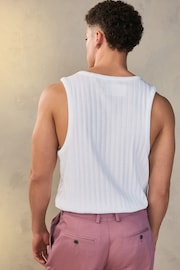 White Textured Ribbed Vest - Image 3 of 7