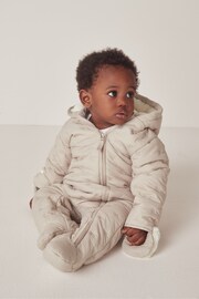 The White Company Natural Star Pebble Quilted Pramsuit - Image 1 of 6