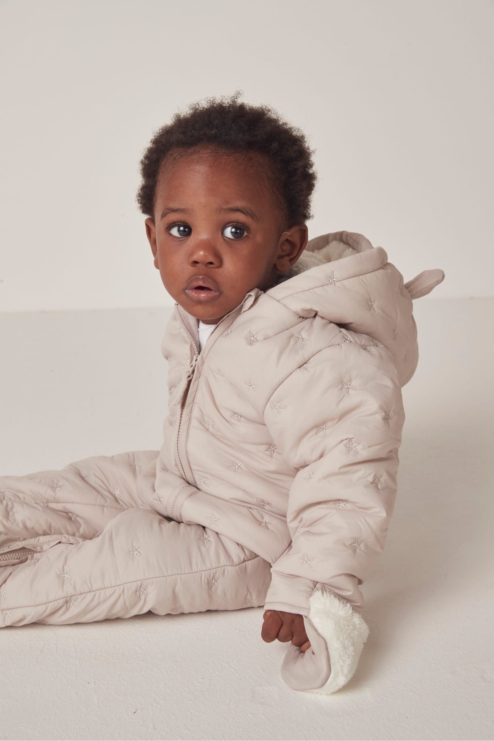 The White Company Natural Star Pebble Quilted Pramsuit - Image 3 of 6