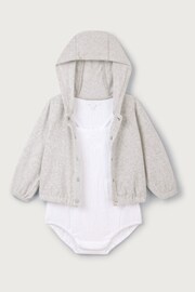 The White Company Grey Organic Crinkle Cotton Bubble And Jacket Set - Image 6 of 6