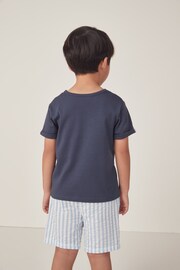 The White Company White Cotton Ribbed Anchor T-Shirt & Seersucker Stripe Short Set - Image 6 of 10