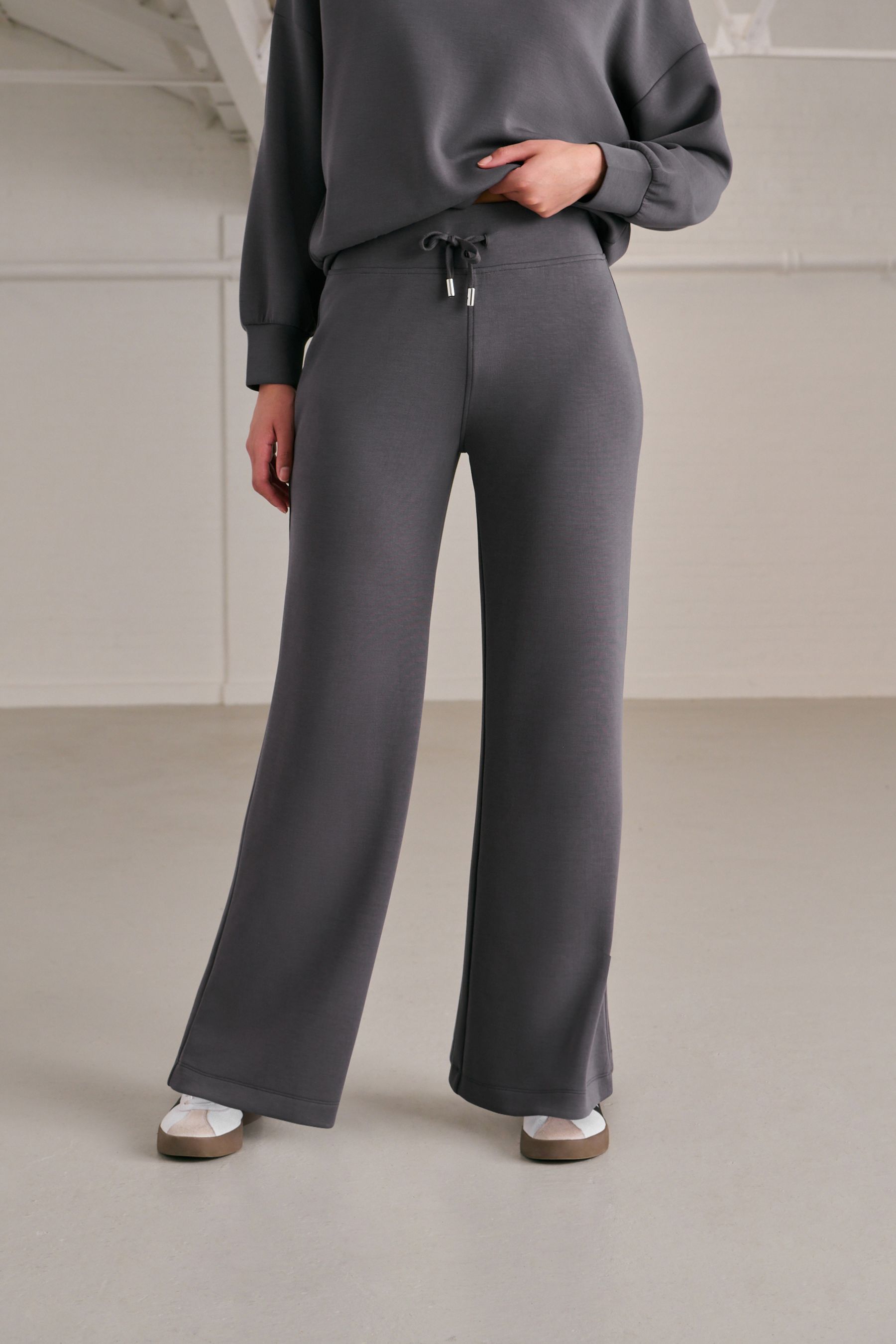 Charcoal Grey Soft Touch Wide Leg Joggers