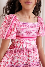 Lipsy Pink Floral Square Neck Scuba Dress (5-16yrs) - Image 2 of 4
