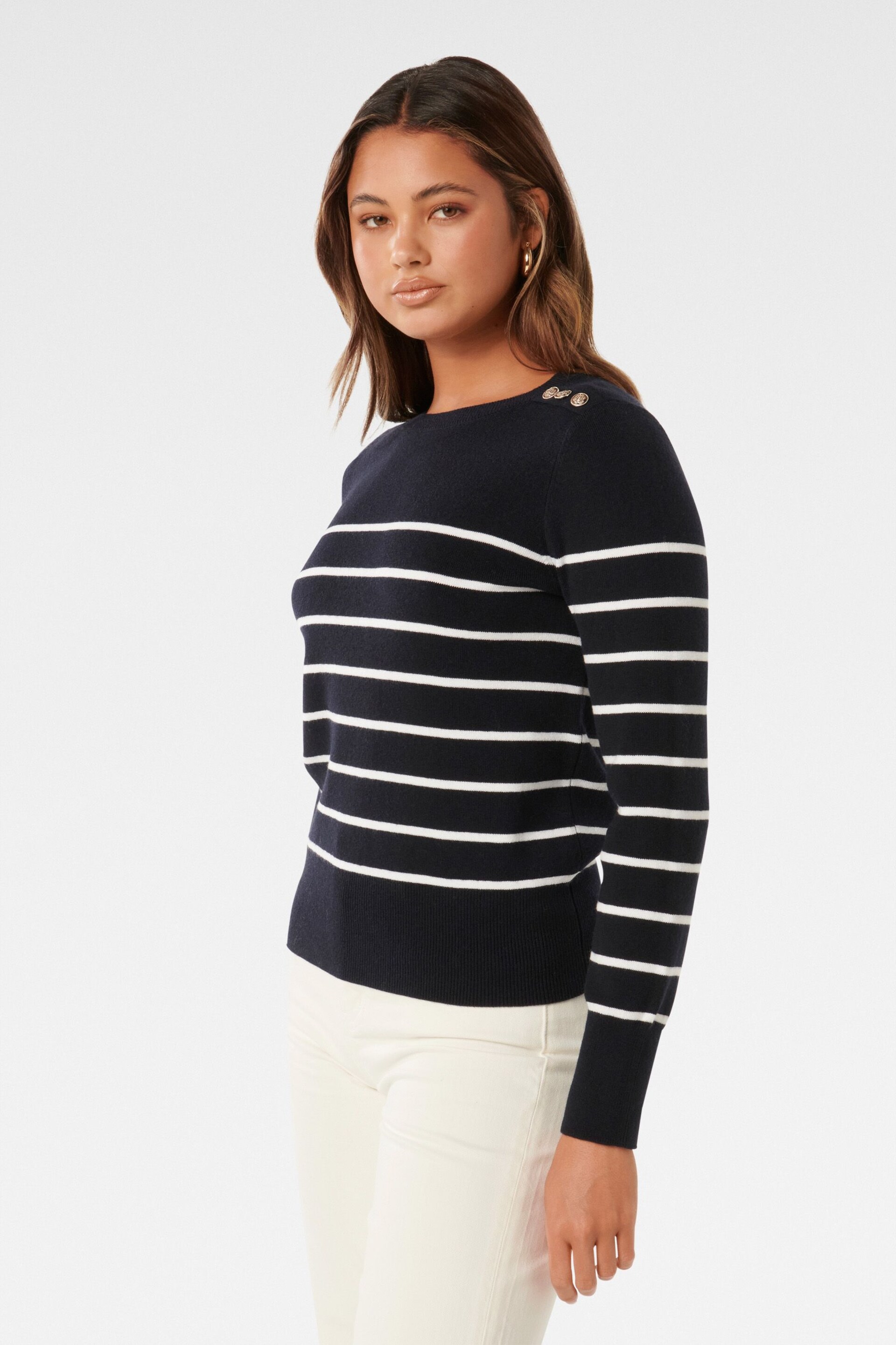 Forever New Black Kim Bretton Striped Knit Jumper - Image 3 of 5