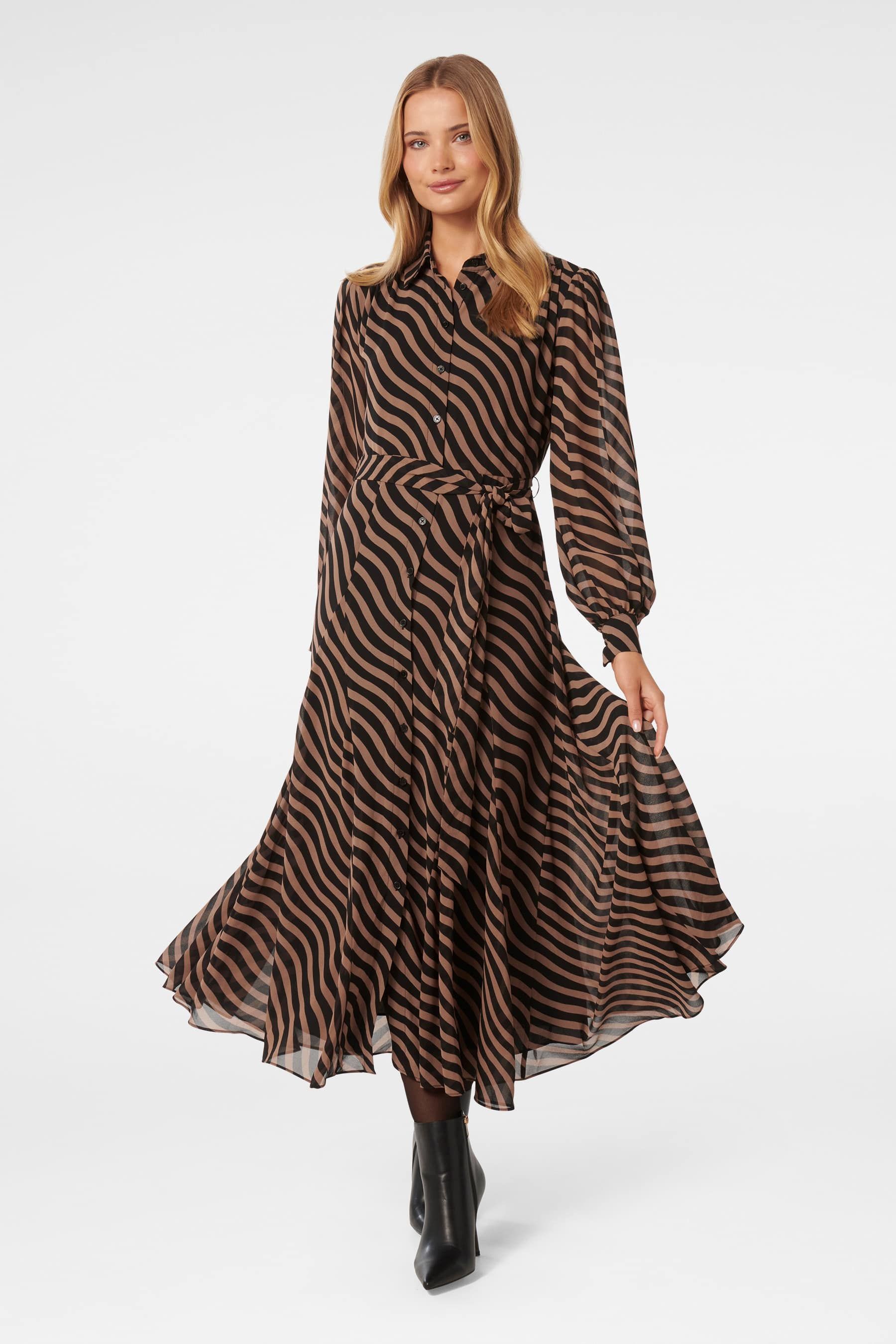 Buy Forever New Brown Fiona Godet Shirt Midi Dress from Next Luxembourg