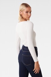 Forever New White Brie Boat Neck Long Sleeve Top - Image 2 of 5