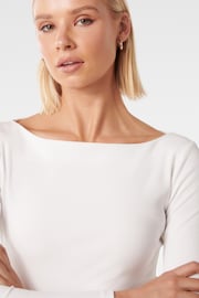 Forever New White Brie Boat Neck Long Sleeve Top - Image 5 of 5