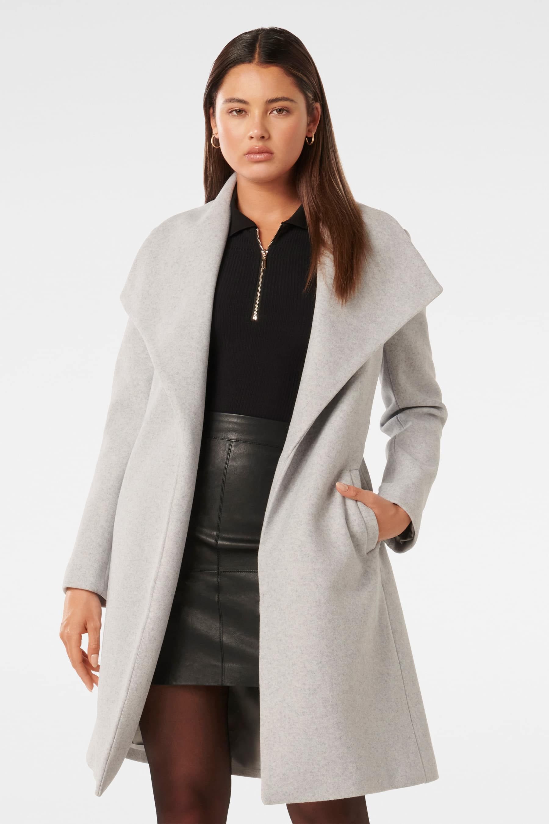 Buy Forever New Grey Annika Shawl Collar Wrap Coat from Next Ireland