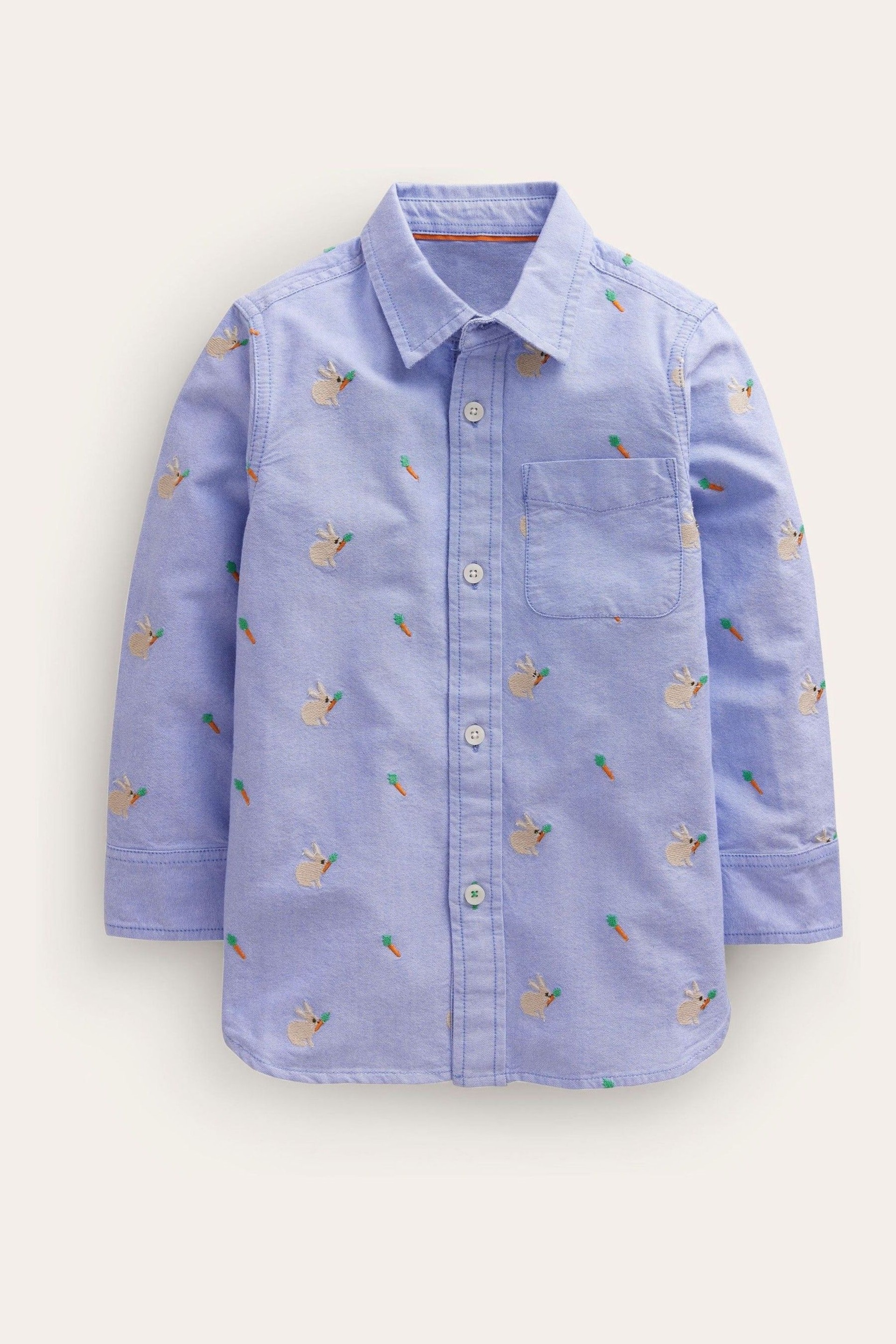 Boden Blue Bunny Embroidered Oxford Shirt - Image 1 of 3