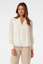 Forever New White Wendy Wave Trim Blouse - Image 1 of 5