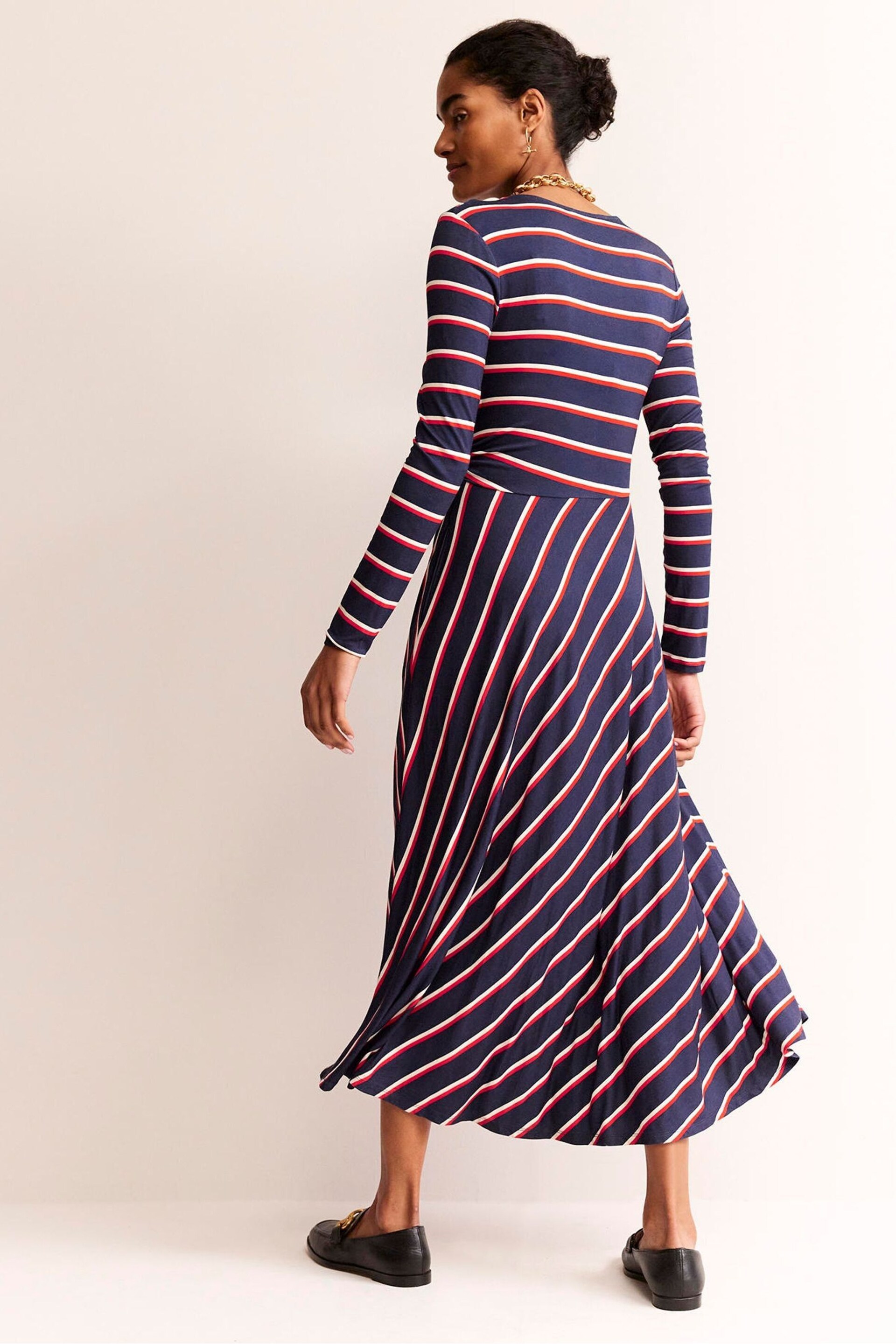 Boden Blue Hotch Stripe Jersey Midi Dress - Image 2 of 5