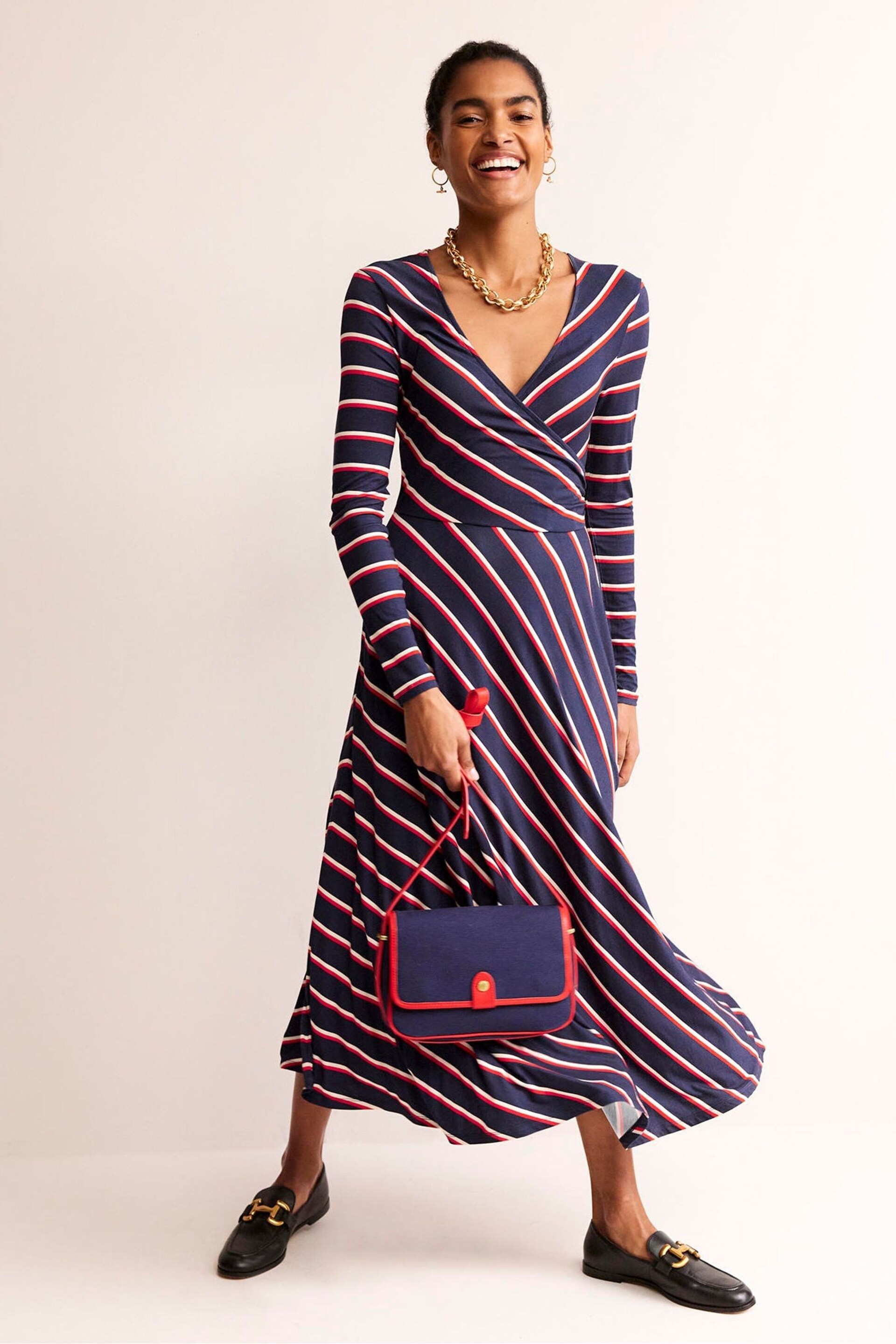 Boden Blue Hotch Stripe Jersey Midi Dress - Image 3 of 5