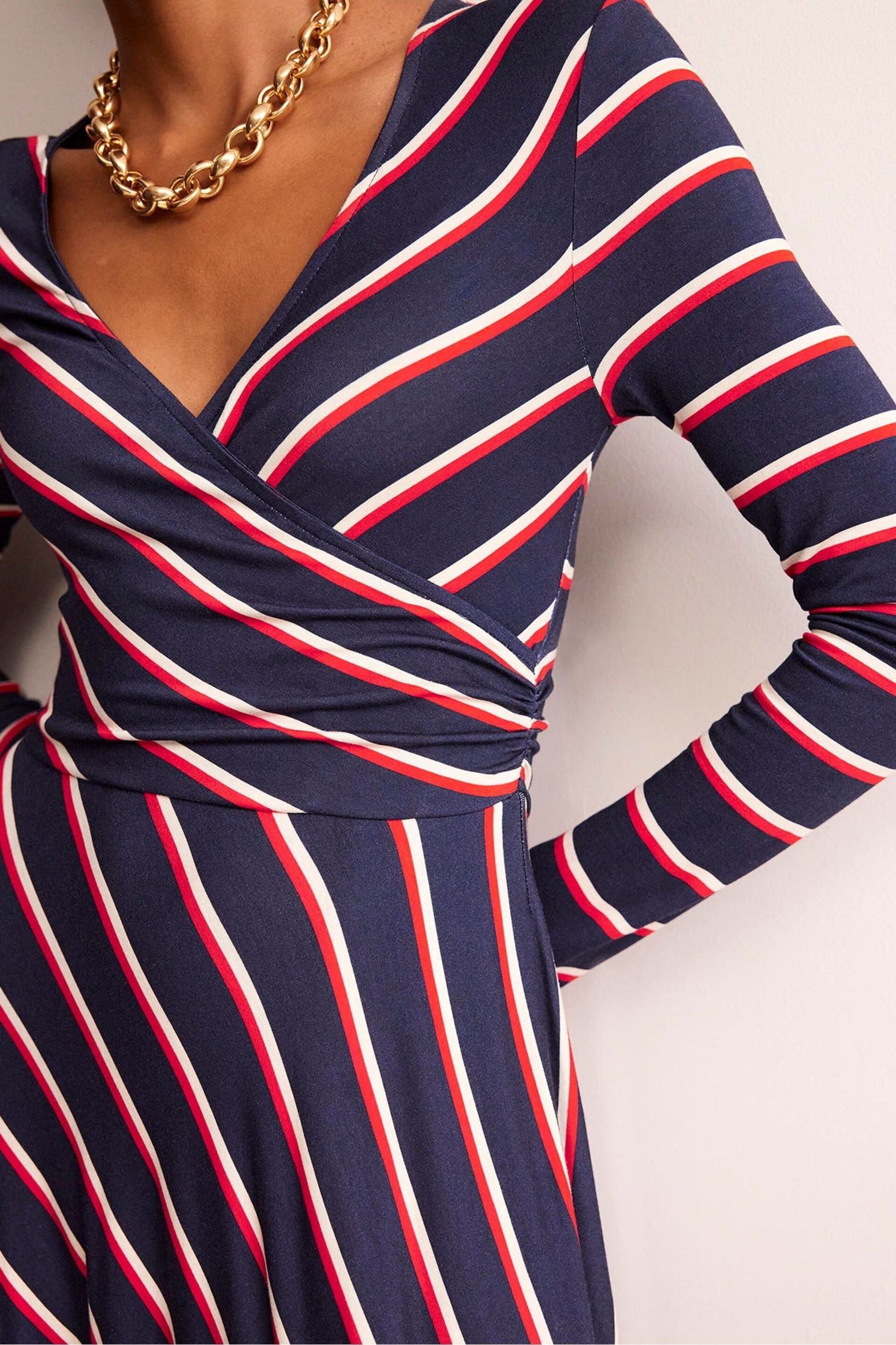 Boden Blue Hotch Stripe Jersey Midi Dress - Image 4 of 5